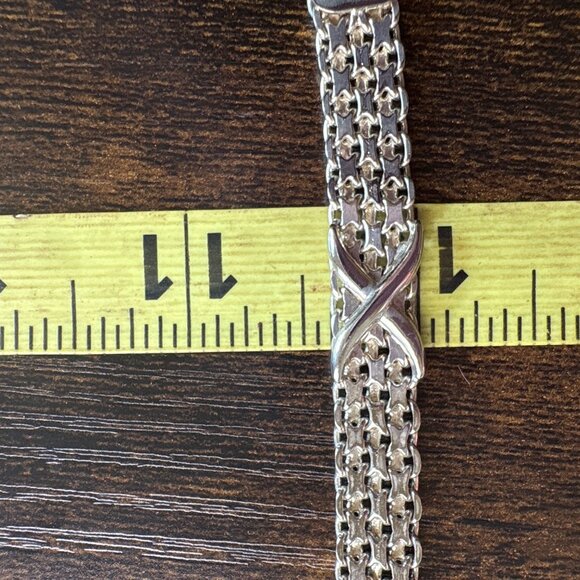 VTG Sterling Silver 925 Interwoven Mesh Chain Bracelet Size 7.5" Length - Picture 10 of 11
